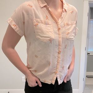 A New Day Peach Floral Blouse Size Medium Spring Top
